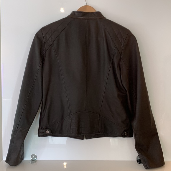 Cole Haan genuine leather jacket with detachable cotton jersey hood. ✨LIKE NEW✨ - Picture 2 of 15